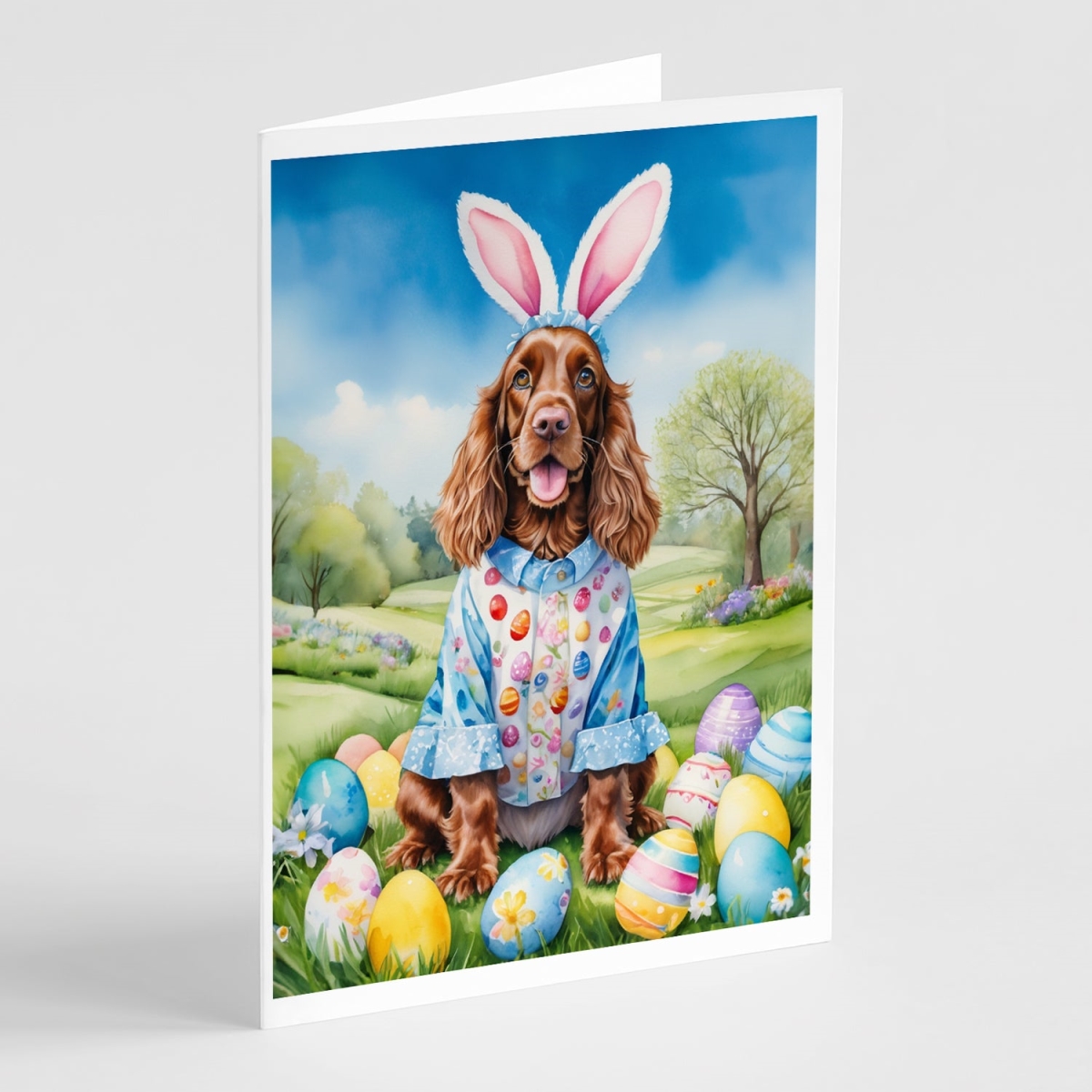 DAC5024GCA7P 5 x 7 in. English Cocker Spaniel Easter Egg Hunt Greeting Cards - Pack of 8