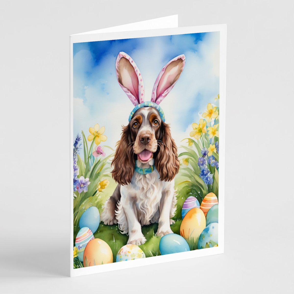 DAC5025GCA7P 5 x 7 in. English Cocker Spaniel Easter Egg Hunt Greeting Cards - Pack of 8