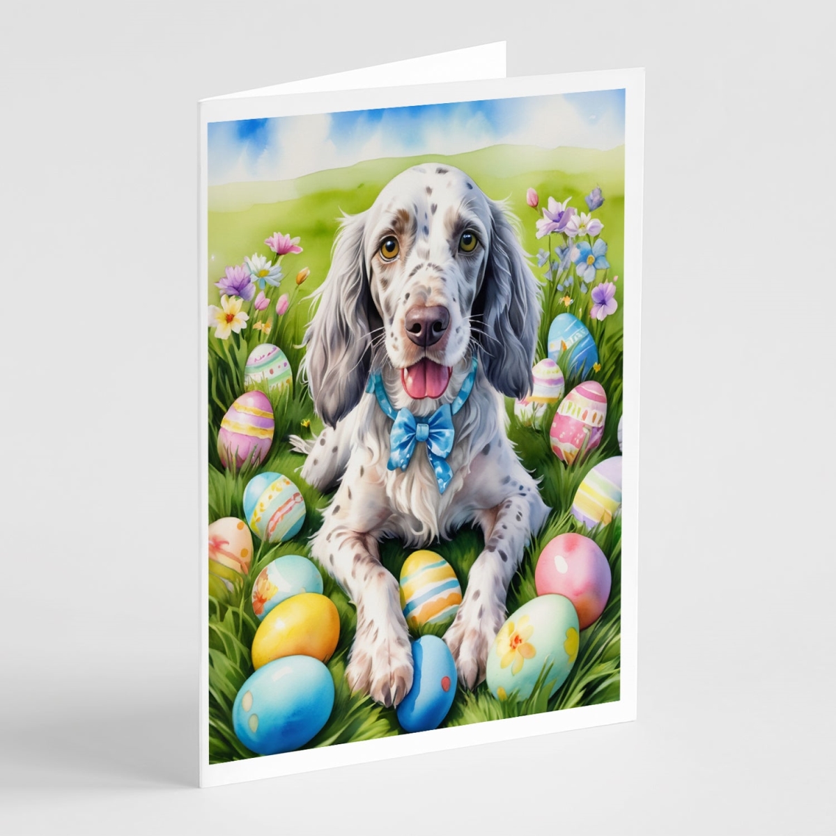 5 x 7 in. English Setter Easter Egg Hunt Greeting Cards - Pack of 8