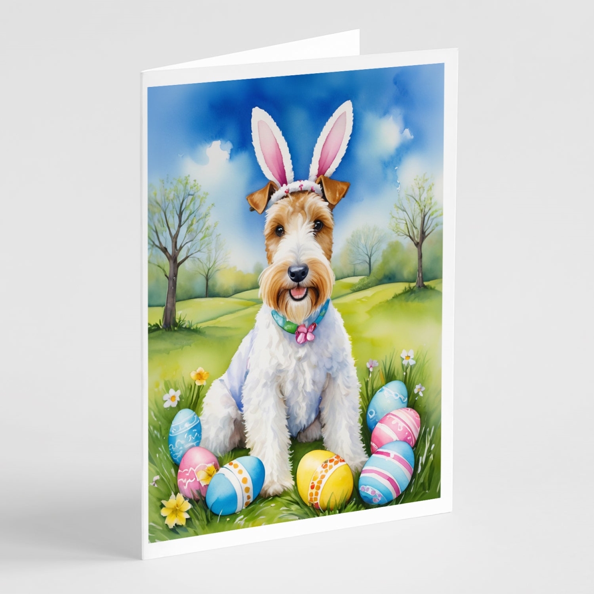 DAC5036GCA7P 5 x 7 in. Fox Terrier Easter Egg Hunt Greeting Cards - Pack of 8