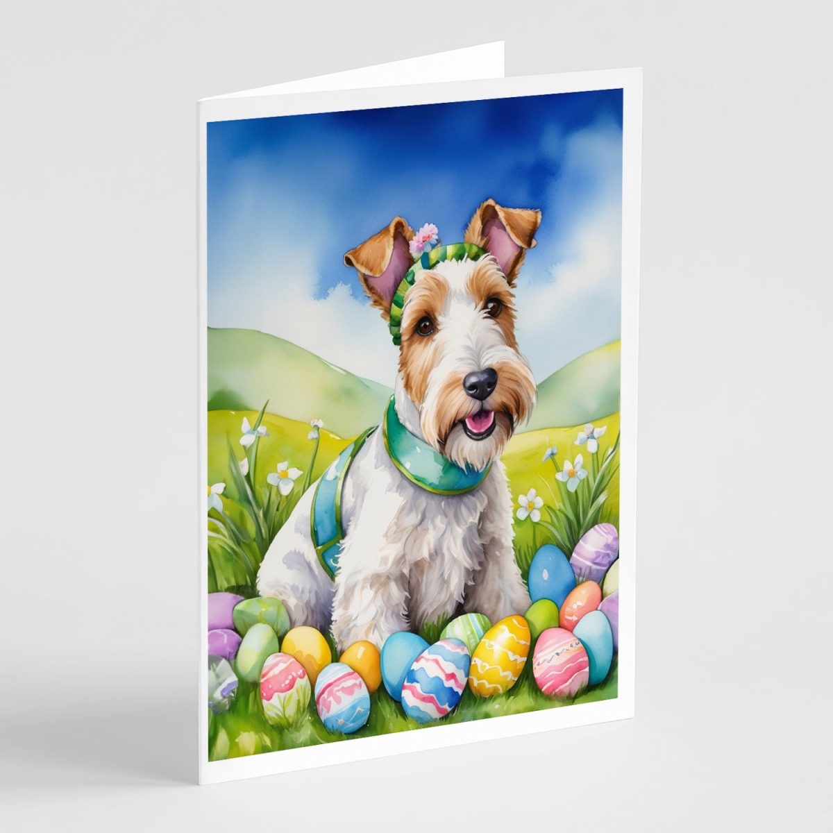 DAC5038GCA7P 5 x 7 in. Fox Terrier Easter Egg Hunt Greeting Cards - Pack of 8