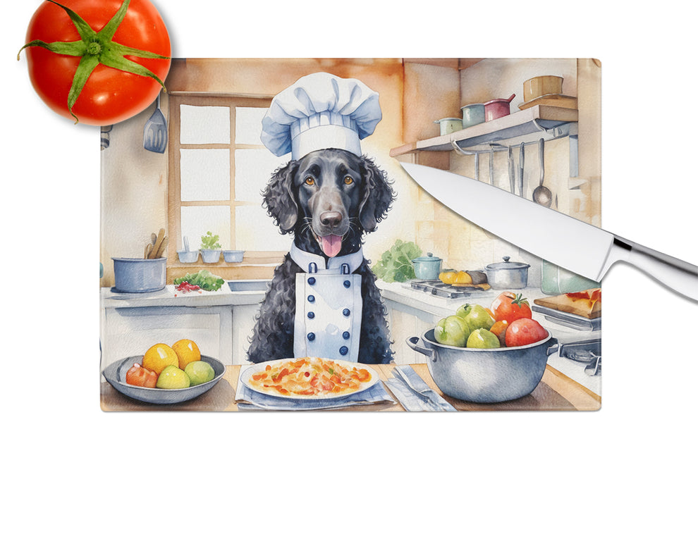 DAC6237LCB 15 x 12 in. Curly-Coated Retriever The Chef Glass Cutting Board