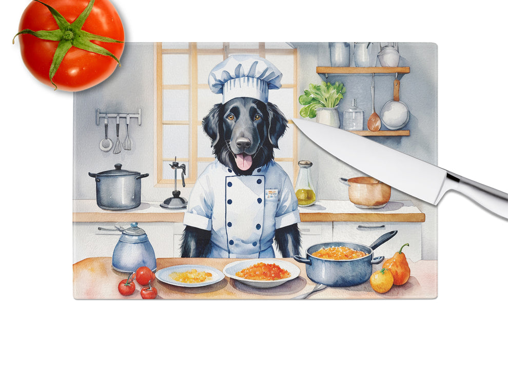 DAC6249LCB 15 x 12 in. Flat-Coated Retriever The Chef Glass Cutting Board