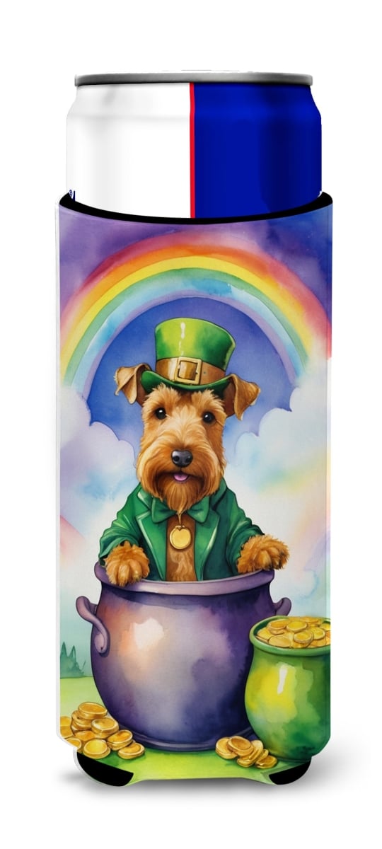 Picture of Carolines Treasures DAC5625MUK 12 oz Welsh Terrier St Patricks Day Hugger for Ultra Slim Cans