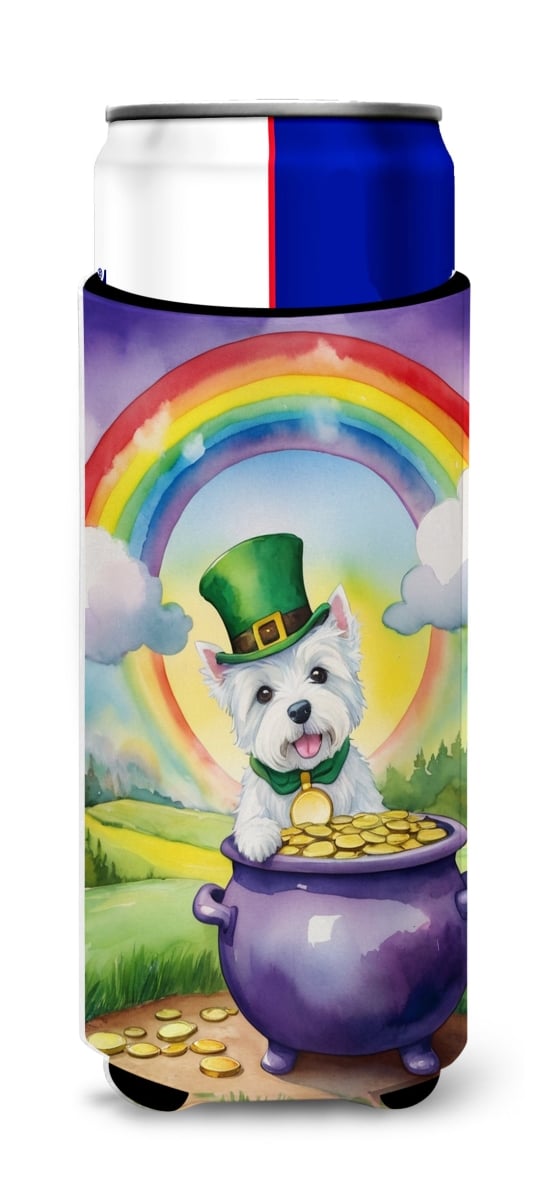 Picture of Carolines Treasures DAC5626MUK 12 oz Westie St Patricks Day Hugger for Ultra Slim Cans