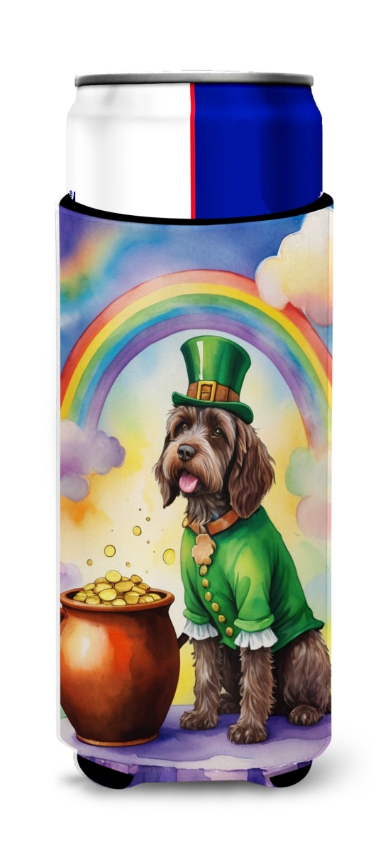 Picture of Carolines Treasures DAC5629MUK 12 oz Wirehaired Pointing Griffon St Patricks Day Hugger for Ultra Slim Cans