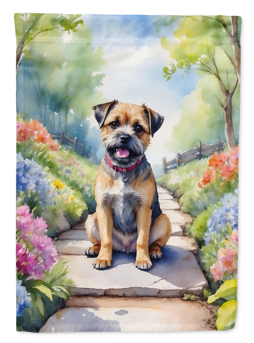 15.5 x 11.25 in. Border Terrier Spring Path Garden Flag