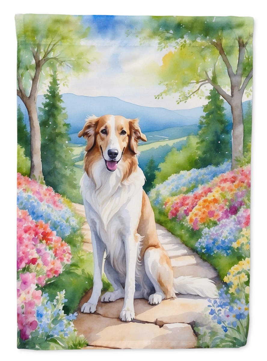 DAC6575GF 15.5 x 11.25 in. Borzoi Spring Path Garden Flag