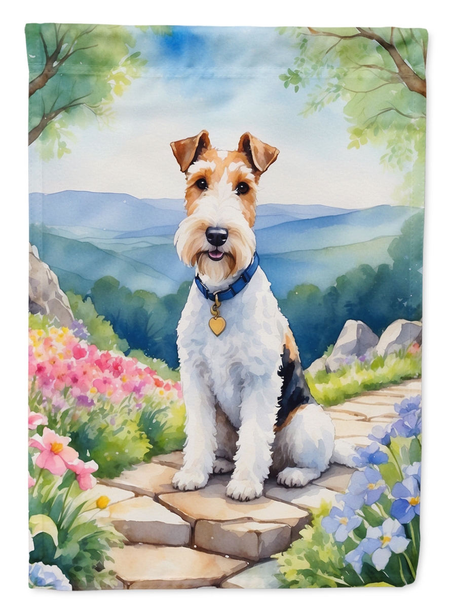 40 x 28 in. Fox Terrier Spring Path House Flag
