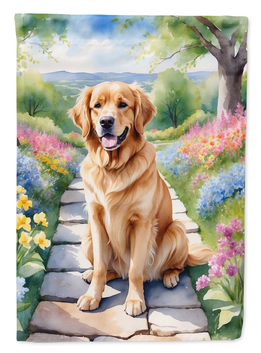 DAC6636CHF 40 x 28 in. Golden Retriever Spring Path House Flag