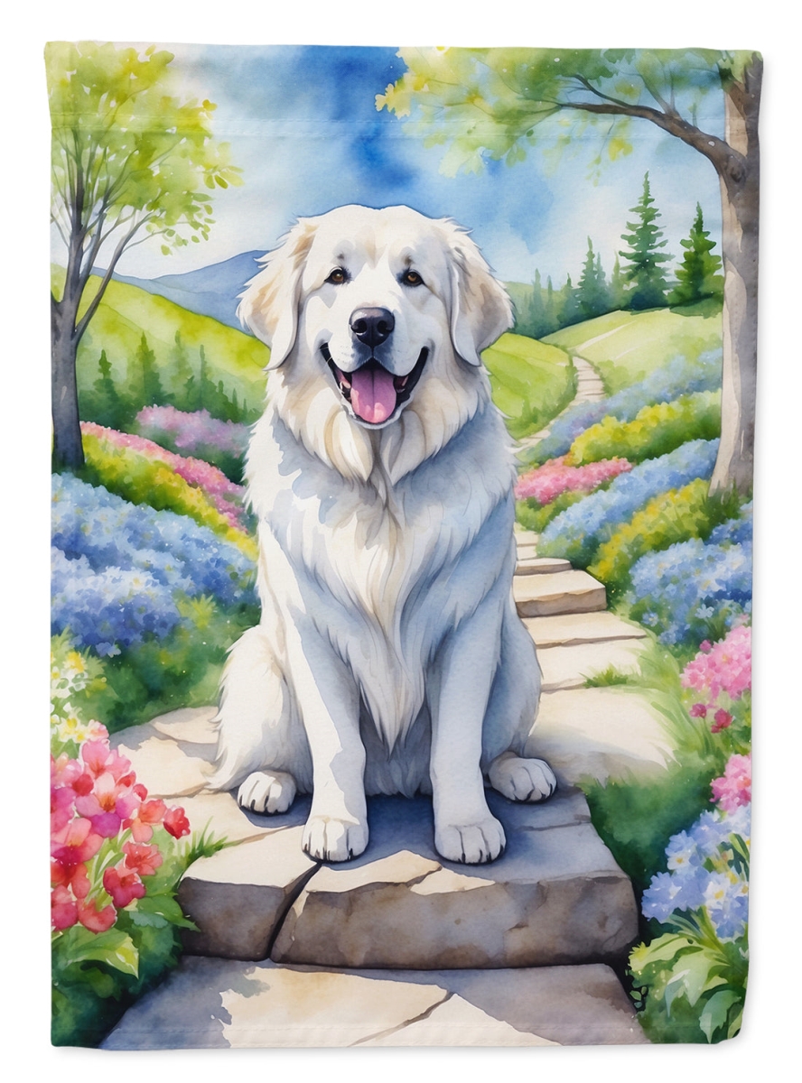 DAC6645CHF 40 x 28 in. Great Pyrenees Spring Path House Flag