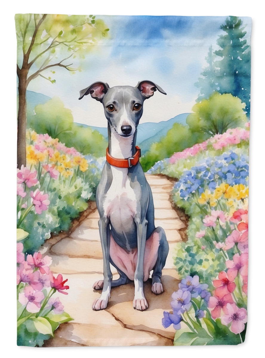 40 x 28 in. Italian Greyhound Spring Path House Flag