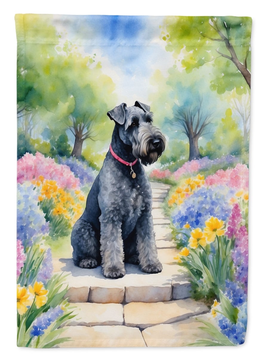 DAC6657CHF 40 x 28 in. Kerry Blue Terrier Spring Path House Flag