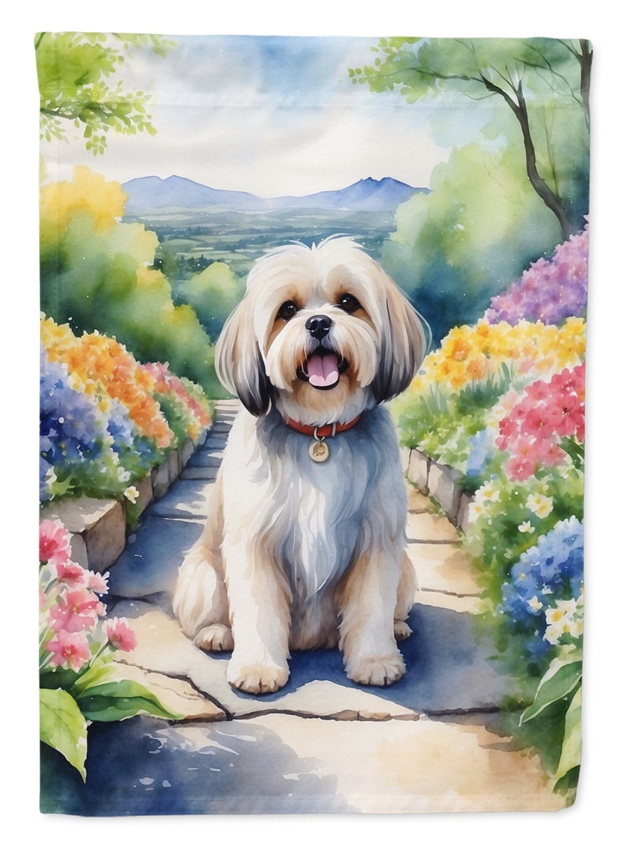 DAC6667CHF 40 x 28 in. Lhasa Apso Spring Path House Flag
