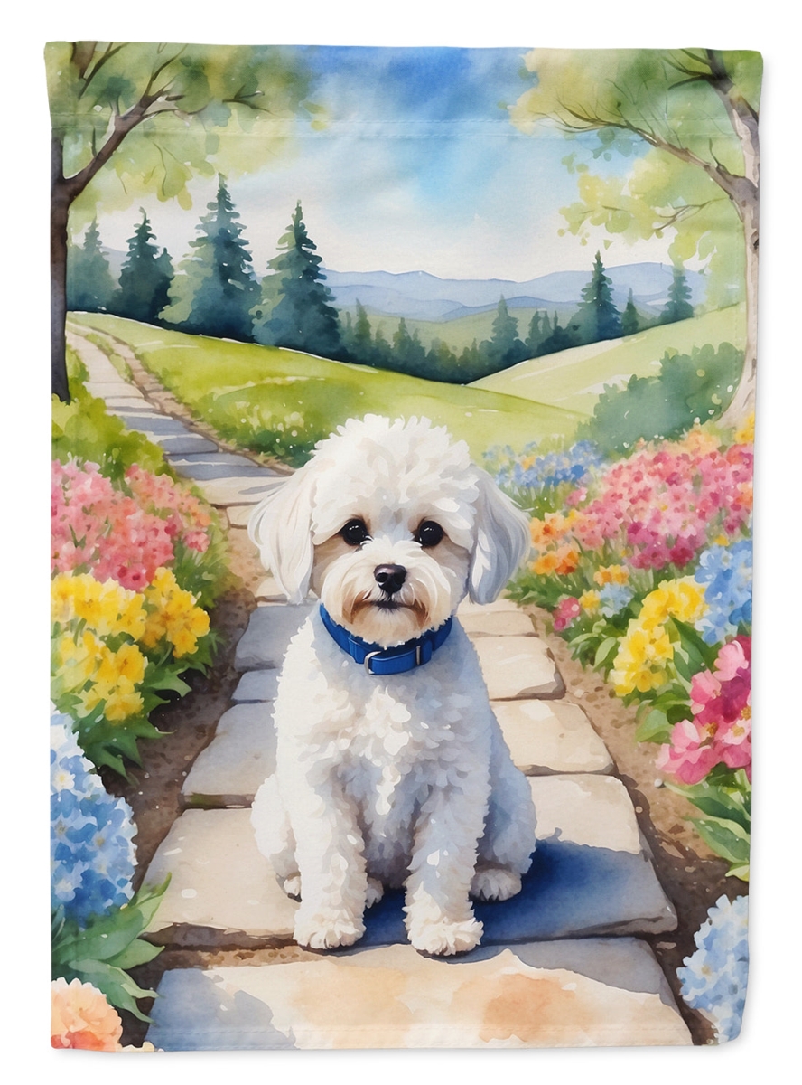 DAC6670CHF 40 x 28 in. Maltipoo Spring Path House Flag