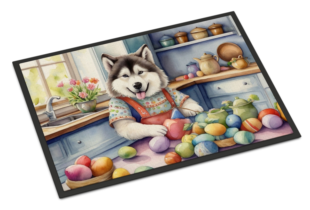 18 x 27 in. Decorating Easter Alaskan Malamute Doormat