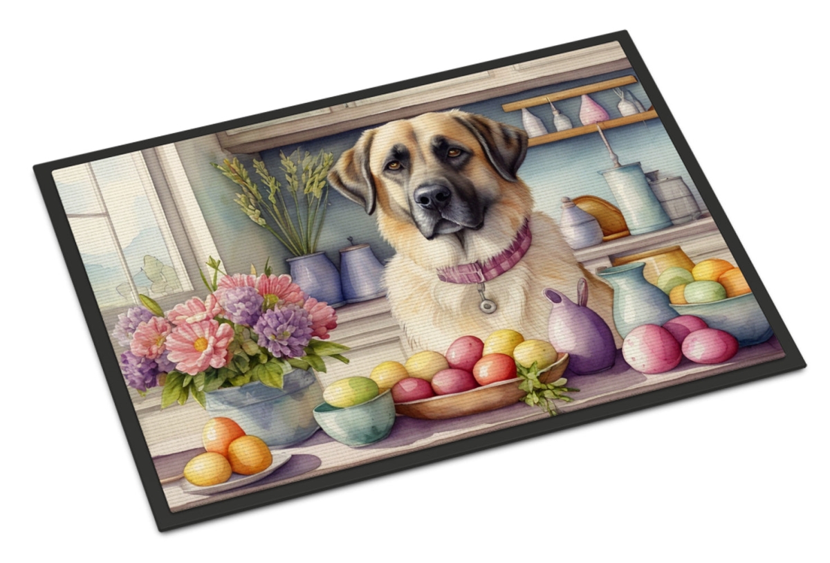 18 x 27 in. Decorating Easter Anatolian Shepherd Dog Doormat