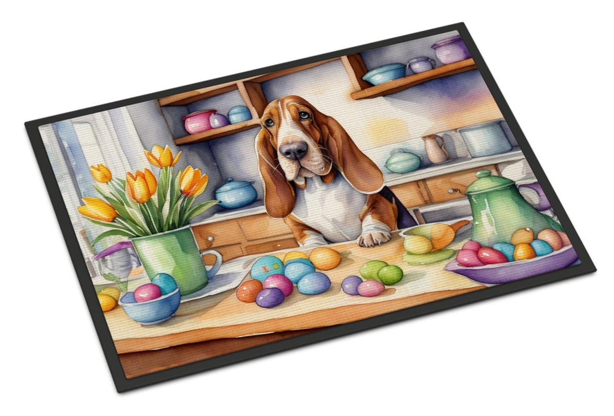 18 x 27 in. Decorating Easter Basset Hound Doormat