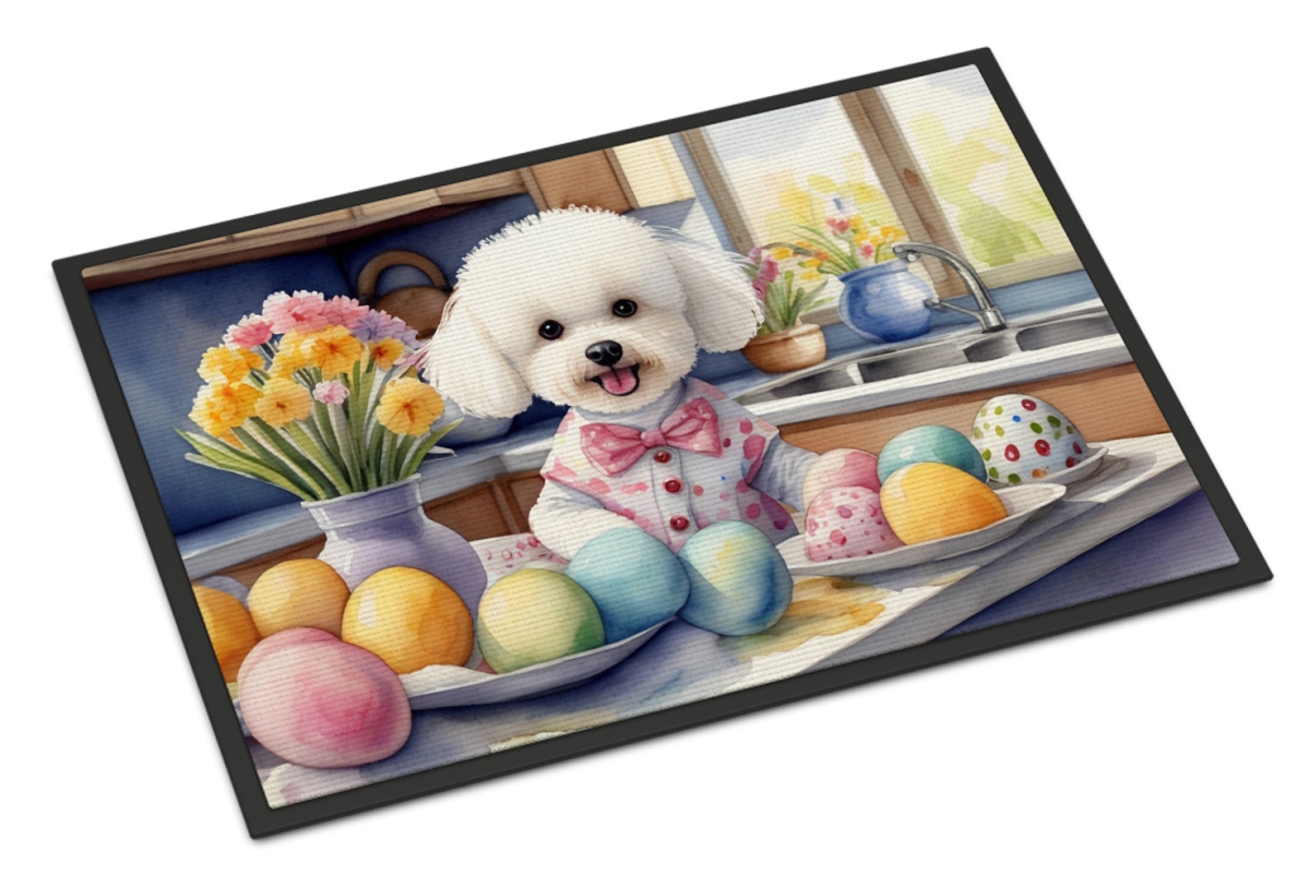 DAC6763MAT 18 x 27 in. Decorating Easter Bichon Frise Doormat