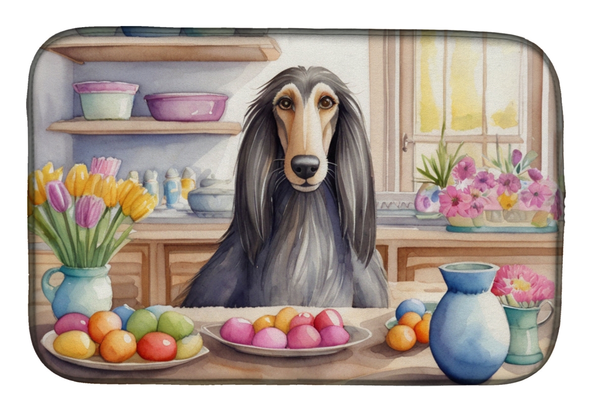 Picture of Carolines Treasures DAC6738DDM 21 x 14 in. Decorating Easter Afghan Hound Dish Drying Mat