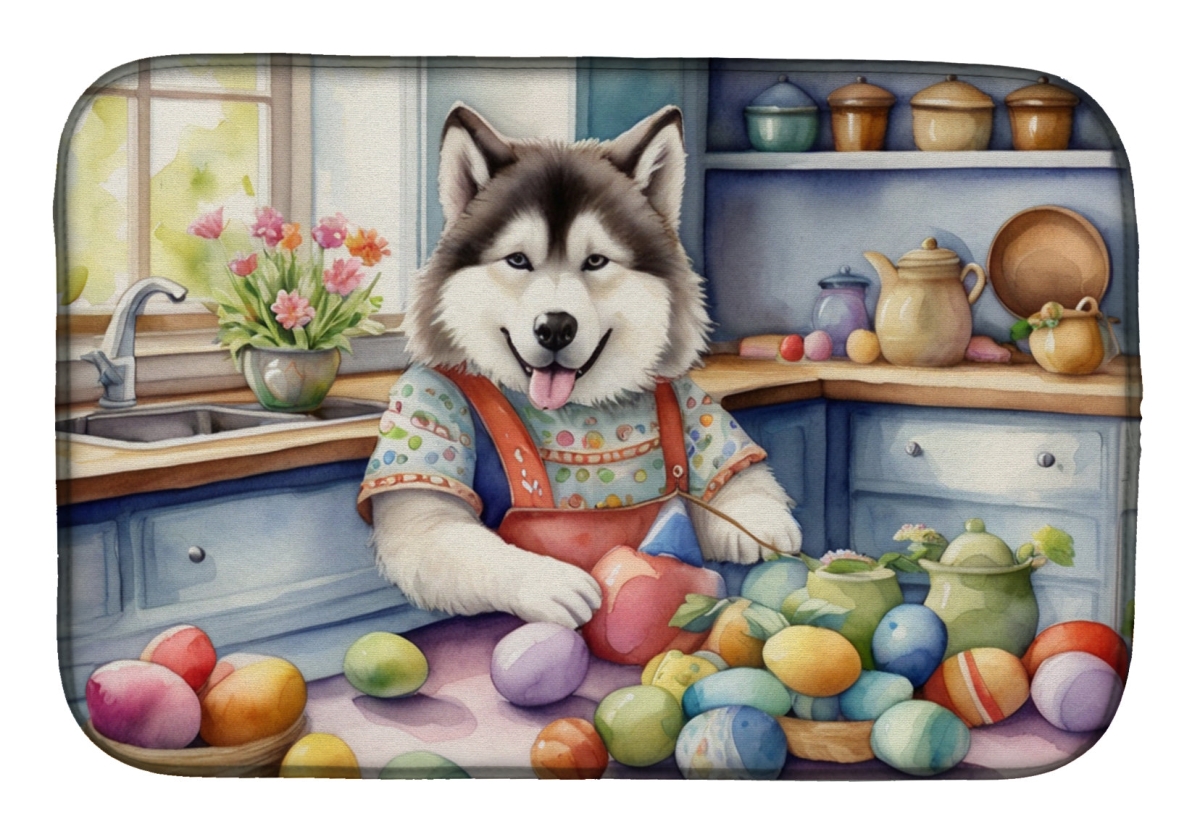 Picture of Carolines Treasures DAC6742DDM 21 x 14 in. Decorating Easter Alaskan Malamute Dish Drying Mat