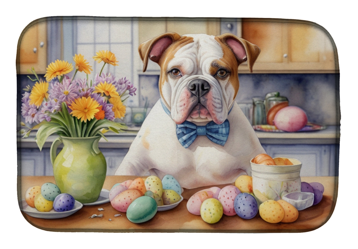 Picture of Carolines Treasures DAC6743DDM 21 x 14 in. Decorating Easter American Bulldog Dish Drying Mat