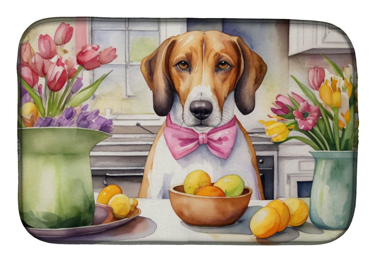 Picture of Carolines Treasures DAC6746DDM 21 x 14 in. Decorating Easter American Foxhound Dish Drying Mat