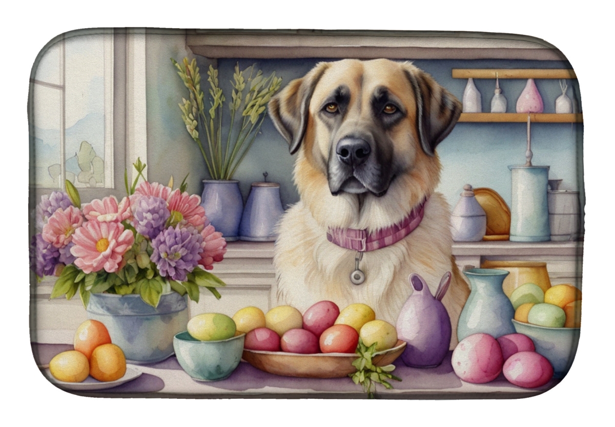 Picture of Carolines Treasures DAC6748DDM 21 x 14 in. Decorating Easter Anatolian Shepherd Dog Dish Drying Mat