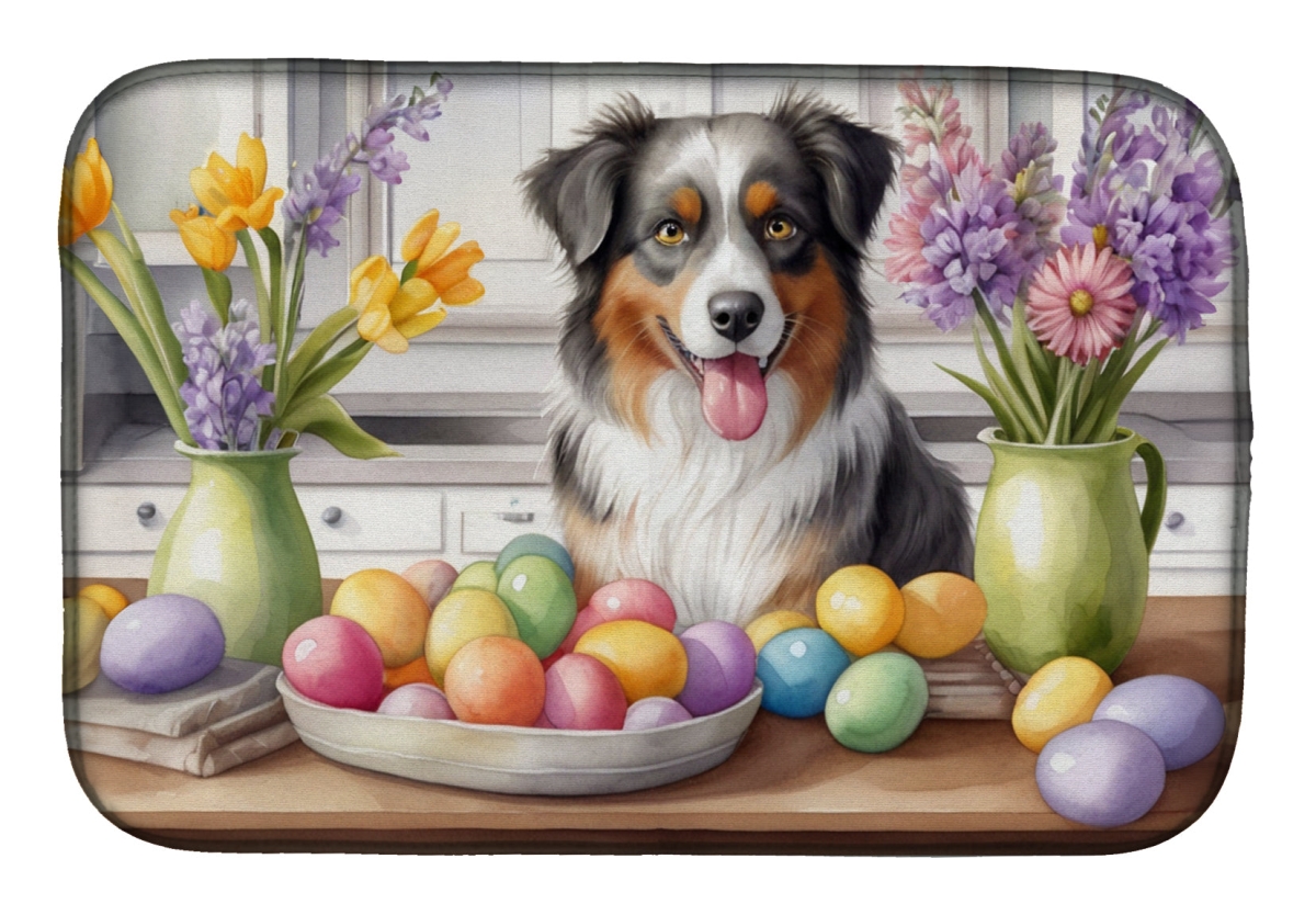 Picture of Carolines Treasures DAC6750DDM 21 x 14 in. Decorating Easter Australian Shepherd Dish Drying Mat