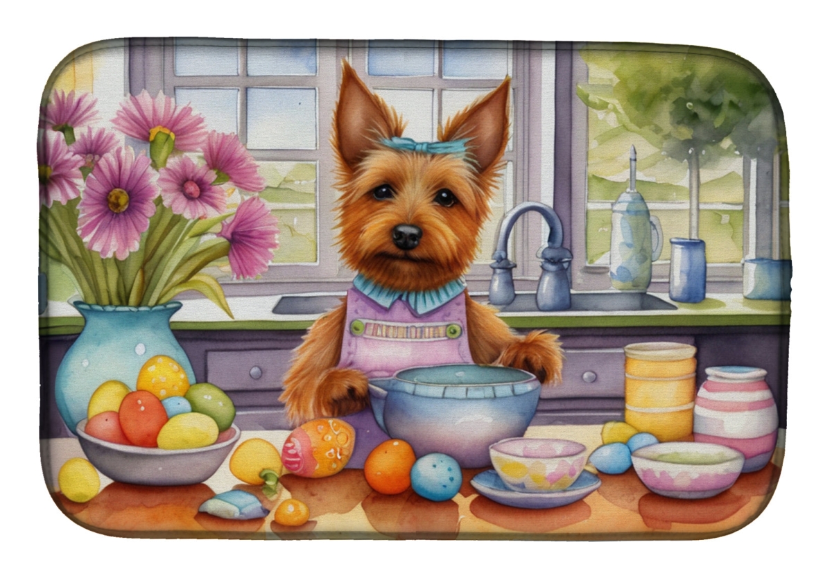 Picture of Carolines Treasures DAC6751DDM 21 x 14 in. Decorating Easter Australian Terrier Dish Drying Mat
