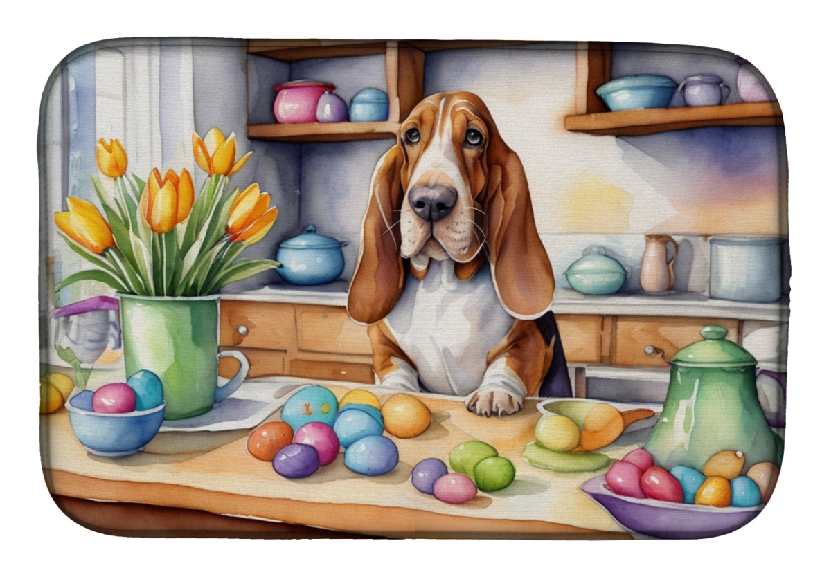 Picture of Carolines Treasures DAC6753DDM 21 x 14 in. Decorating Easter Basset Hound Dish Drying Mat