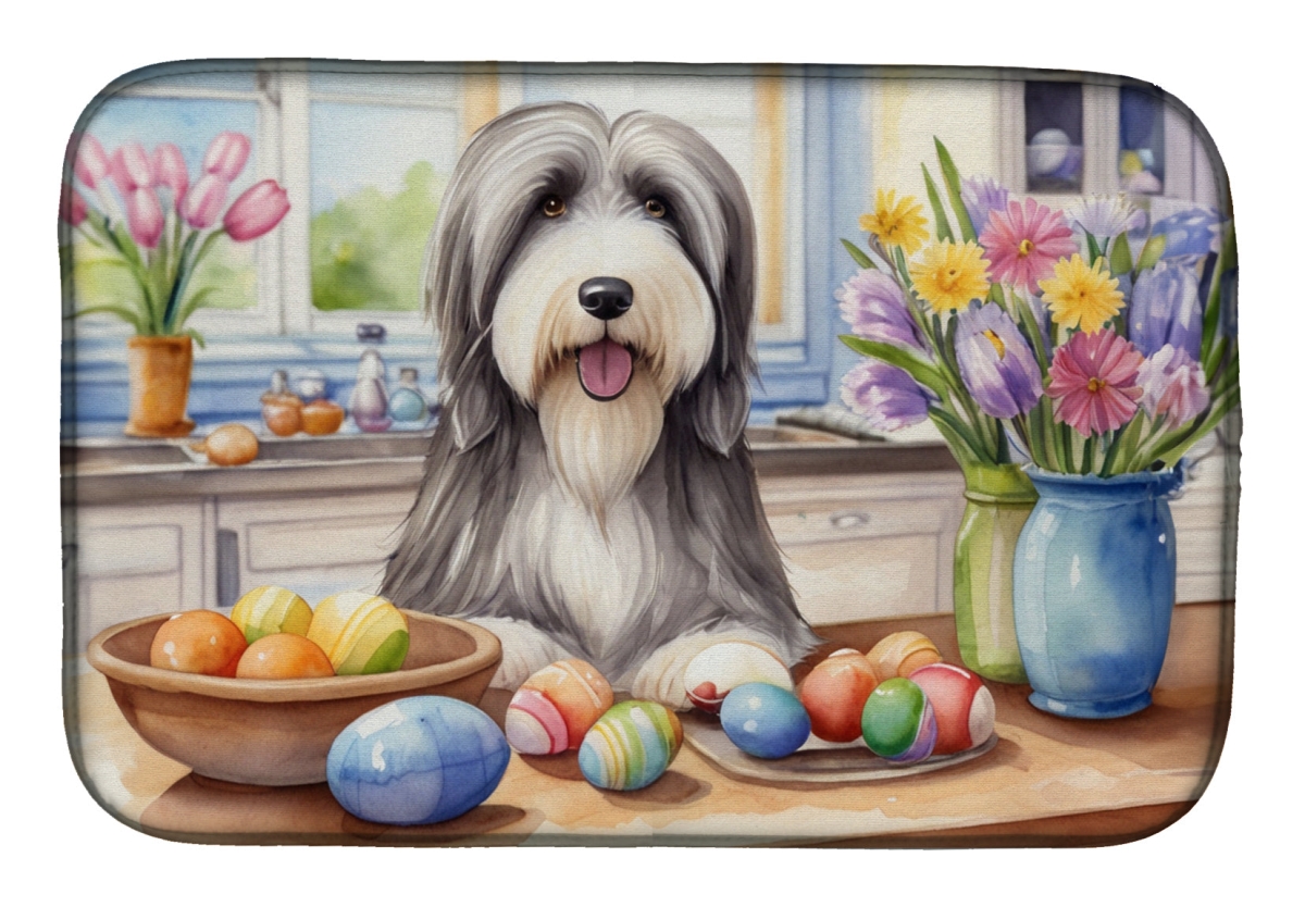 Picture of Carolines Treasures DAC6755DDM 21 x 14 in. Decorating Easter Bearded Collie Dish Drying Mat