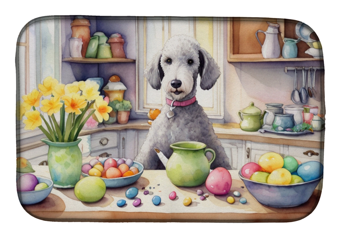 Picture of Carolines Treasures DAC6756DDM 21 x 14 in. Decorating Easter Bedlington Terrier Dish Drying Mat