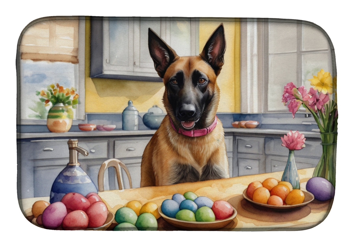 Picture of Carolines Treasures DAC6757DDM 21 x 14 in. Decorating Easter Belgian Malinois Dish Drying Mat