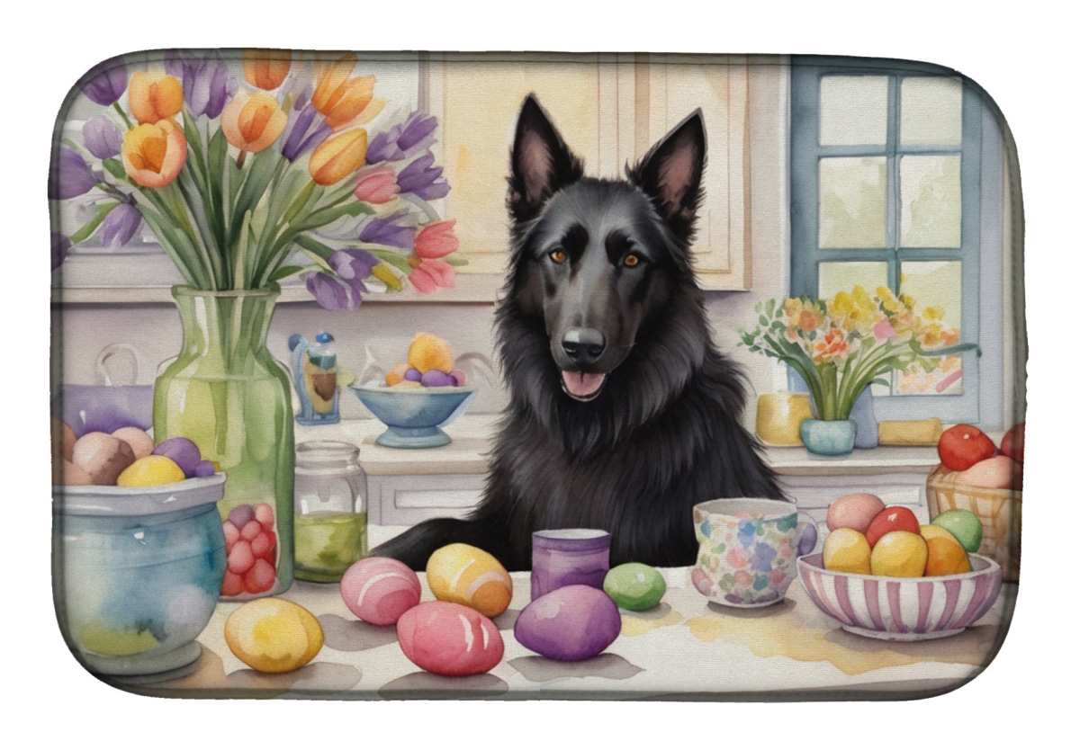 Picture of Carolines Treasures DAC6758DDM 21 x 14 in. Decorating Easter Belgian Sheepdog Dish Drying Mat