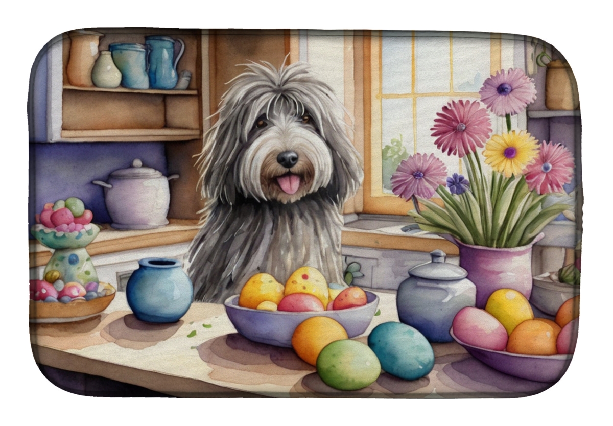 Picture of Carolines Treasures DAC6760DDM 21 x 14 in. Decorating Easter Bergamasco Sheepdog Dish Drying Mat