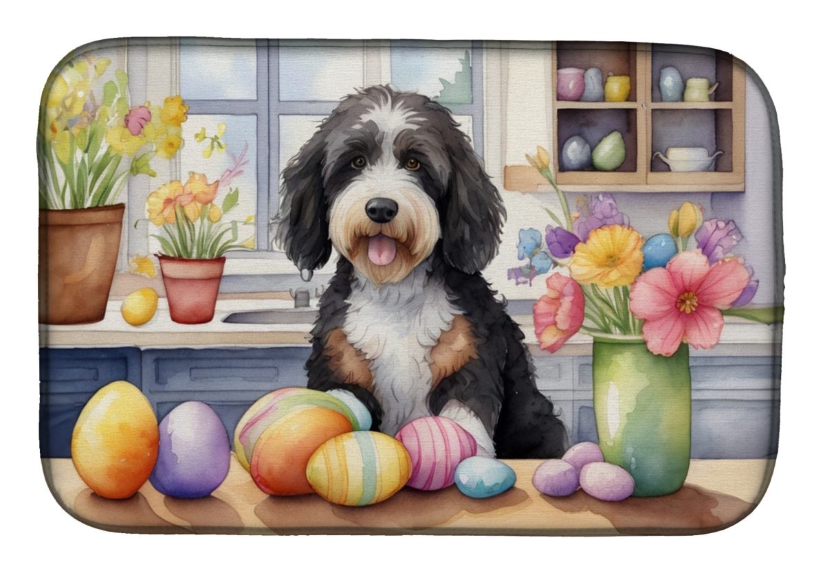 Picture of Carolines Treasures DAC6761DDM 21 x 14 in. Decorating Easter Bernedoodle Dish Drying Mat