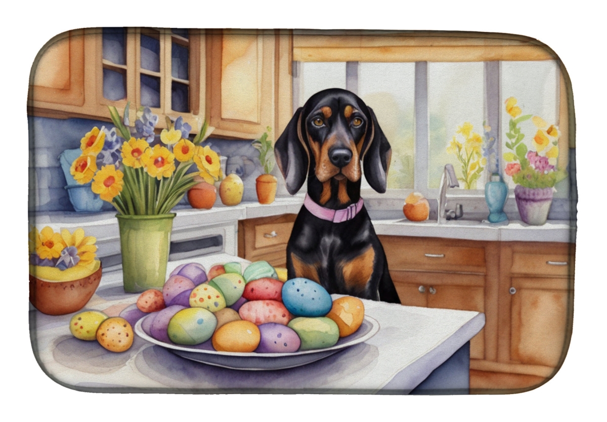Picture of Carolines Treasures DAC6764DDM 21 x 14 in. Decorating Easter Black & Tan Coonhound Dish Drying Mat