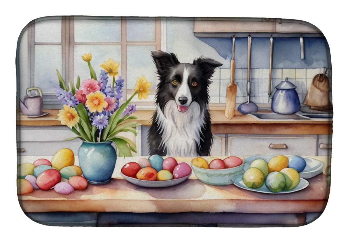 Picture of Carolines Treasures DAC6767DDM 21 x 14 in. Decorating Easter Border Collie Dish Drying Mat