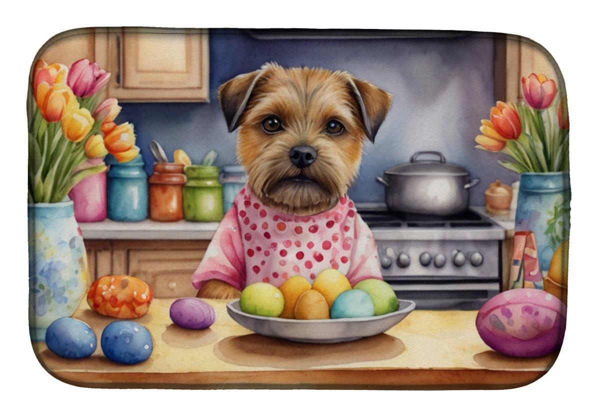 Picture of Carolines Treasures DAC6768DDM 21 x 14 in. Decorating Easter Border Terrier Dish Drying Mat