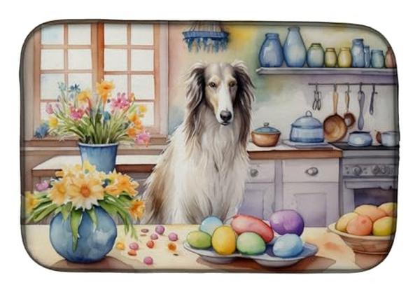 Picture of Carolines Treasures DAC6769DDM 21 x 14 in. Decorating Easter Borzoi Dish Drying Mat