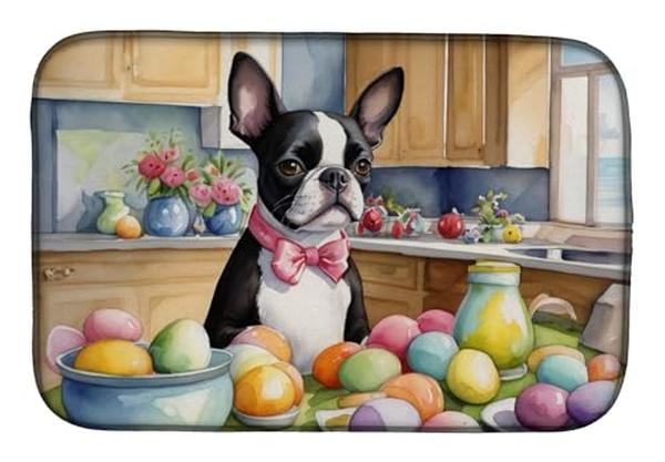 Picture of Carolines Treasures DAC6771DDM 21 x 14 in. Decorating Easter Boston Terrier Dish Drying Mat