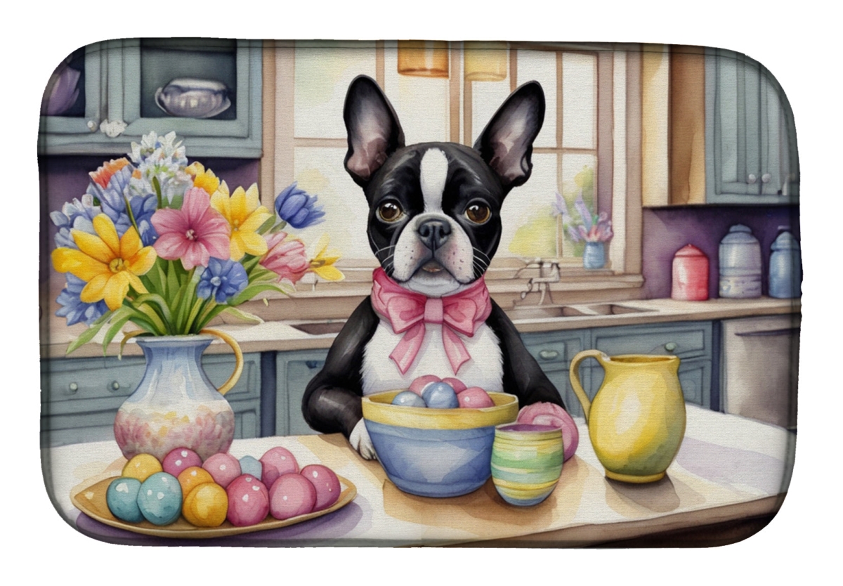 Picture of Carolines Treasures DAC6772DDM 21 x 14 in. Decorating Easter Boston Terrier Dish Drying Mat