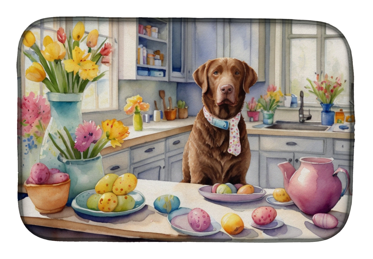 Picture of Carolines Treasures DAC6786DDM 21 x 14 in. Decorating Easter Chesapeake Bay Retriever Dish Drying Mat