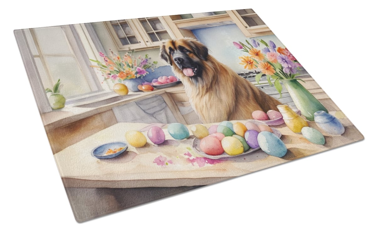 15 x 12 in. Decorating Easter Leonberger Glass Cutting Board