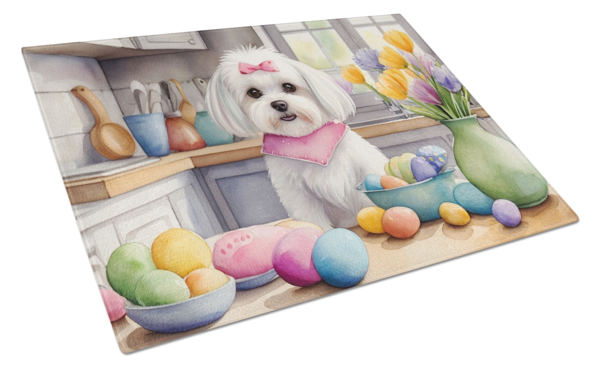 15 x 12 in. Decorating Easter Maltese Glass Cutting Board