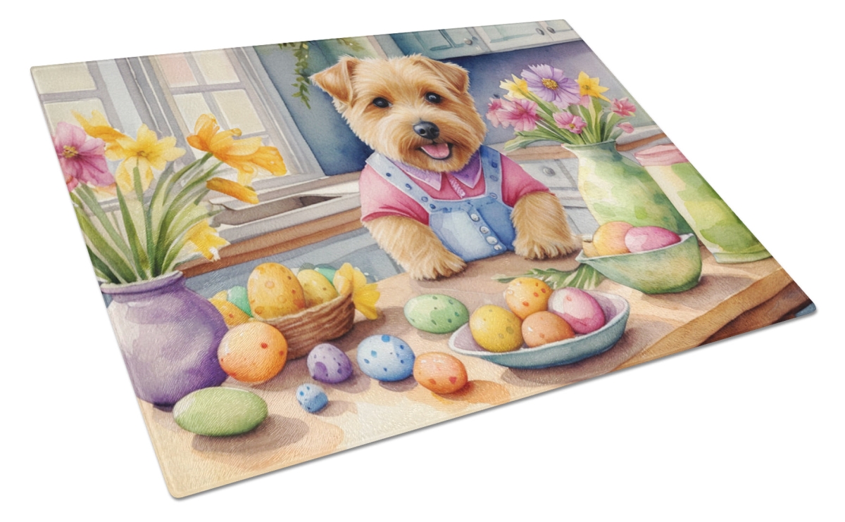 DAC6858LCB 15 x 12 in. Decorating Easter Norfolk Terrier Glass Cutting Board