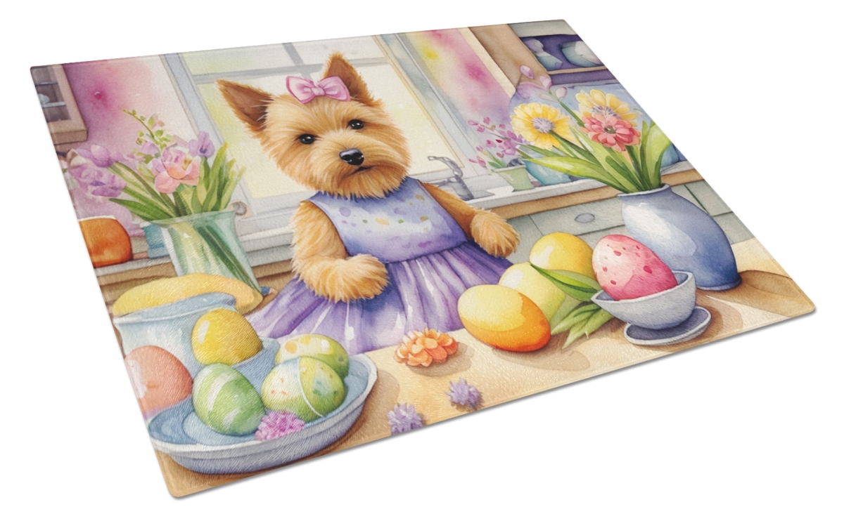 15 x 12 in. Decorating Easter Norwich Terrier Glass Cutting Board