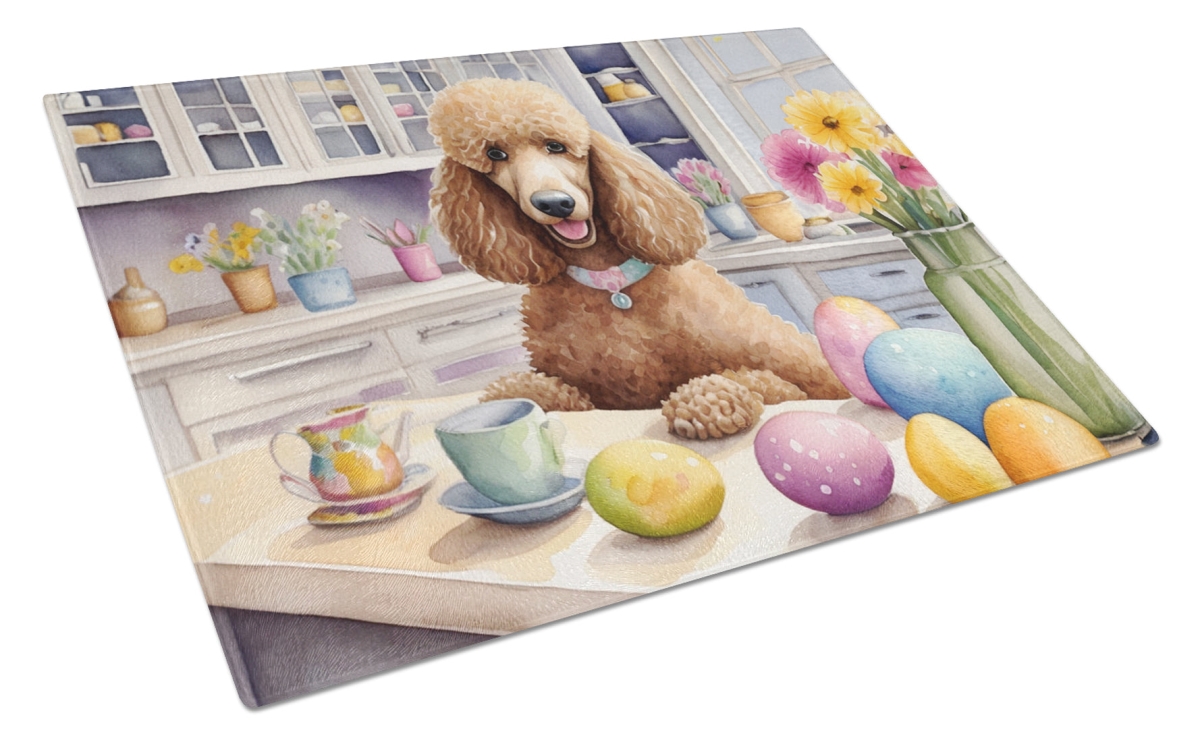 15 x 12 in. Decorating Easter Poodle Glass Cutting Board