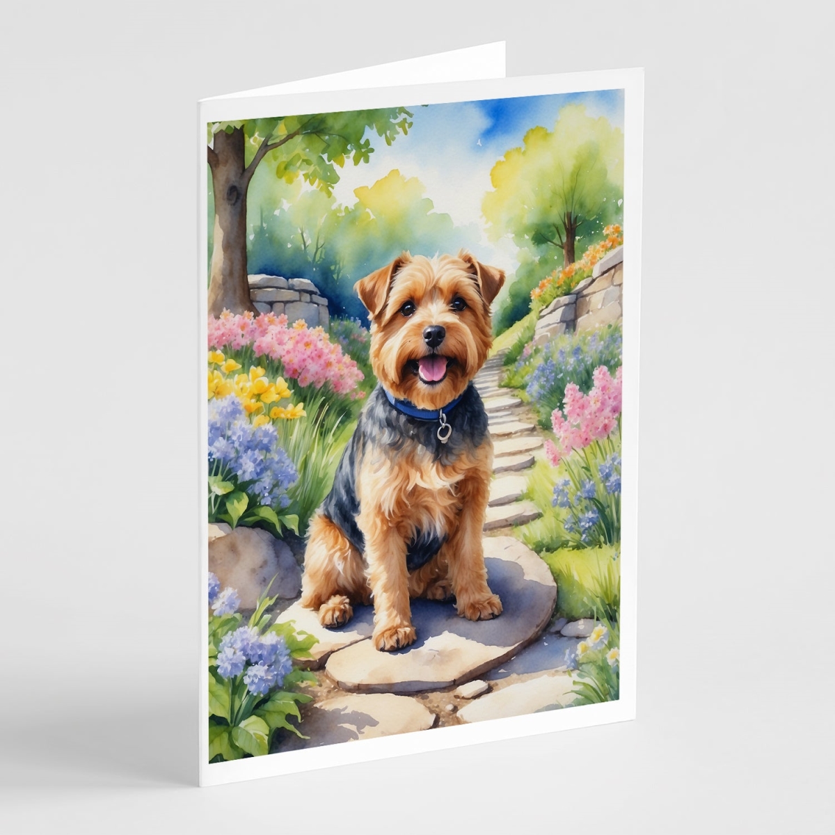 5 x 7 in. Norfolk Terrier Spring Path Greeting Cards - Pack of 8